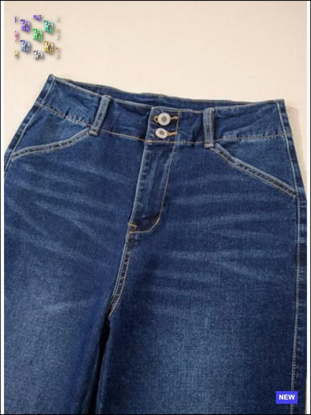 High Waisted Wide Leg Jeans Stretchy Tummy Control Straight Denim Pants - Picture 7 of 7
